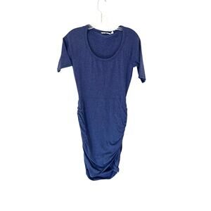 Athleta Dress Seeker Tee Drewind Blue Ruched Side Mini Scoop Neck Casual Size XS
